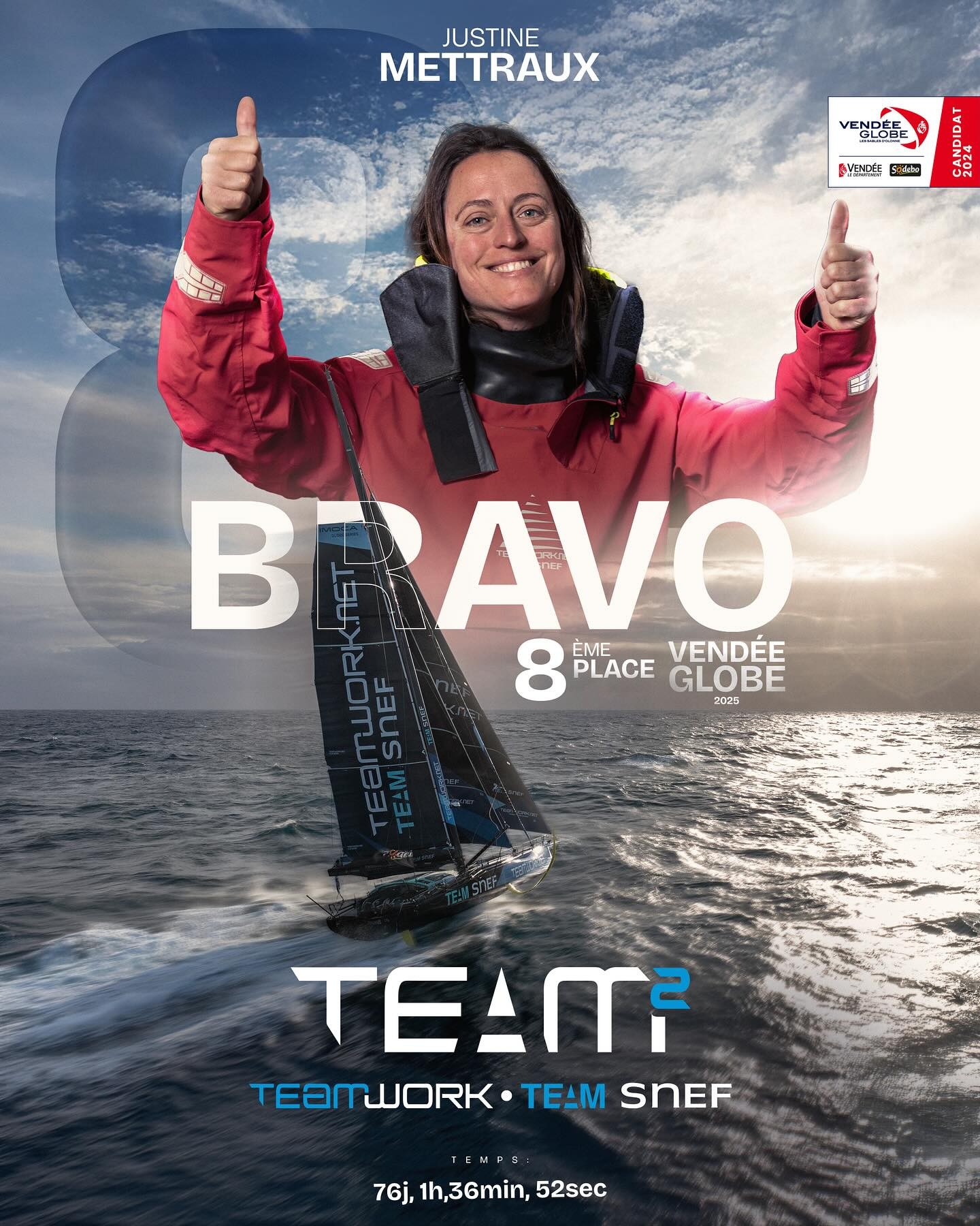 Poster Justine Mettraux Vendee Globe 2024